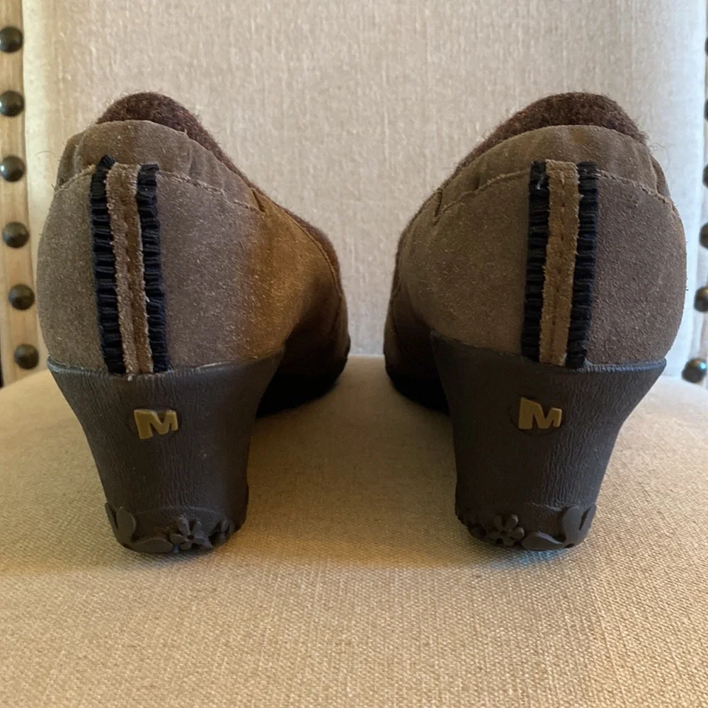 Merrell Tulip Wool Vibram Wedges Suede Grey Taupe Size 10.5